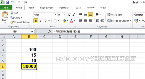 hàm product trong excel